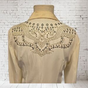 Vintage DayTrip Gromet Embellished Cream Blazer for Women